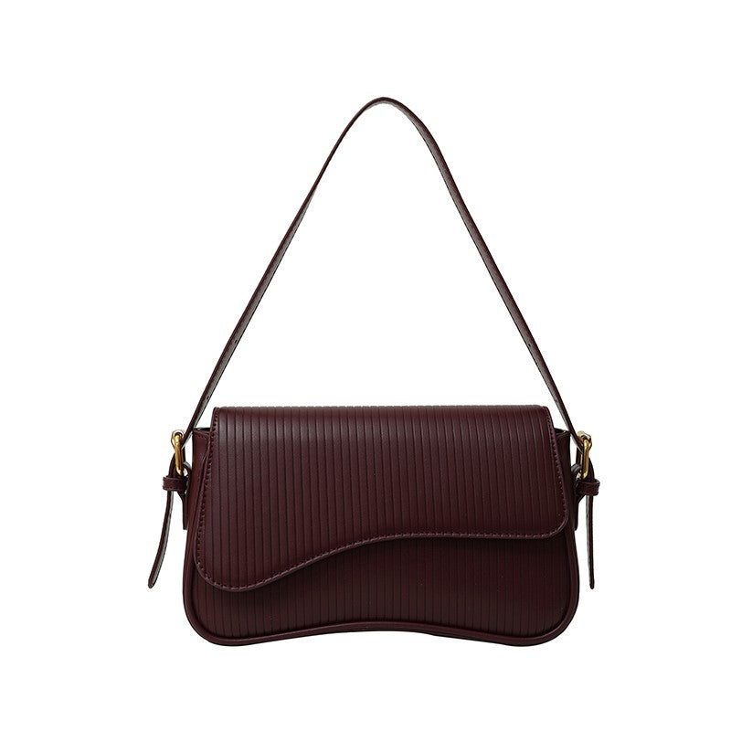 Solid Color Striped Flannel Women Crossbody Bag Quiet Luxury Designer Bag Fashionable Elegant PU Leather Shoulder Bags for Women