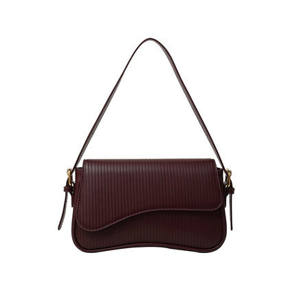 Solid Color Striped Flannel Women Crossbody Bag Quiet Luxury Designer Bag Fashionable Elegant PU Leather Shoulder Bags for Women