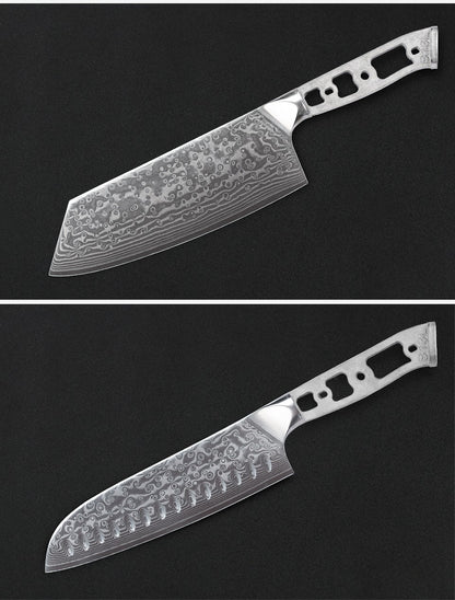 Lâmina Bruta para Facas de Cozinha TURWHO DIY, Aço Damasco 67 Camadas VG10, Faca Japonesa de Chef Santoku Kiritsuke para Fatiar e de Uso Geral