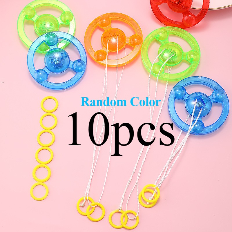 10 Pcs Fun Hand Pulled LED Light Up Flywheel Toys Children's Day Party Birthday Guest Gift Pinata Filler Kindergarten Gift Prize