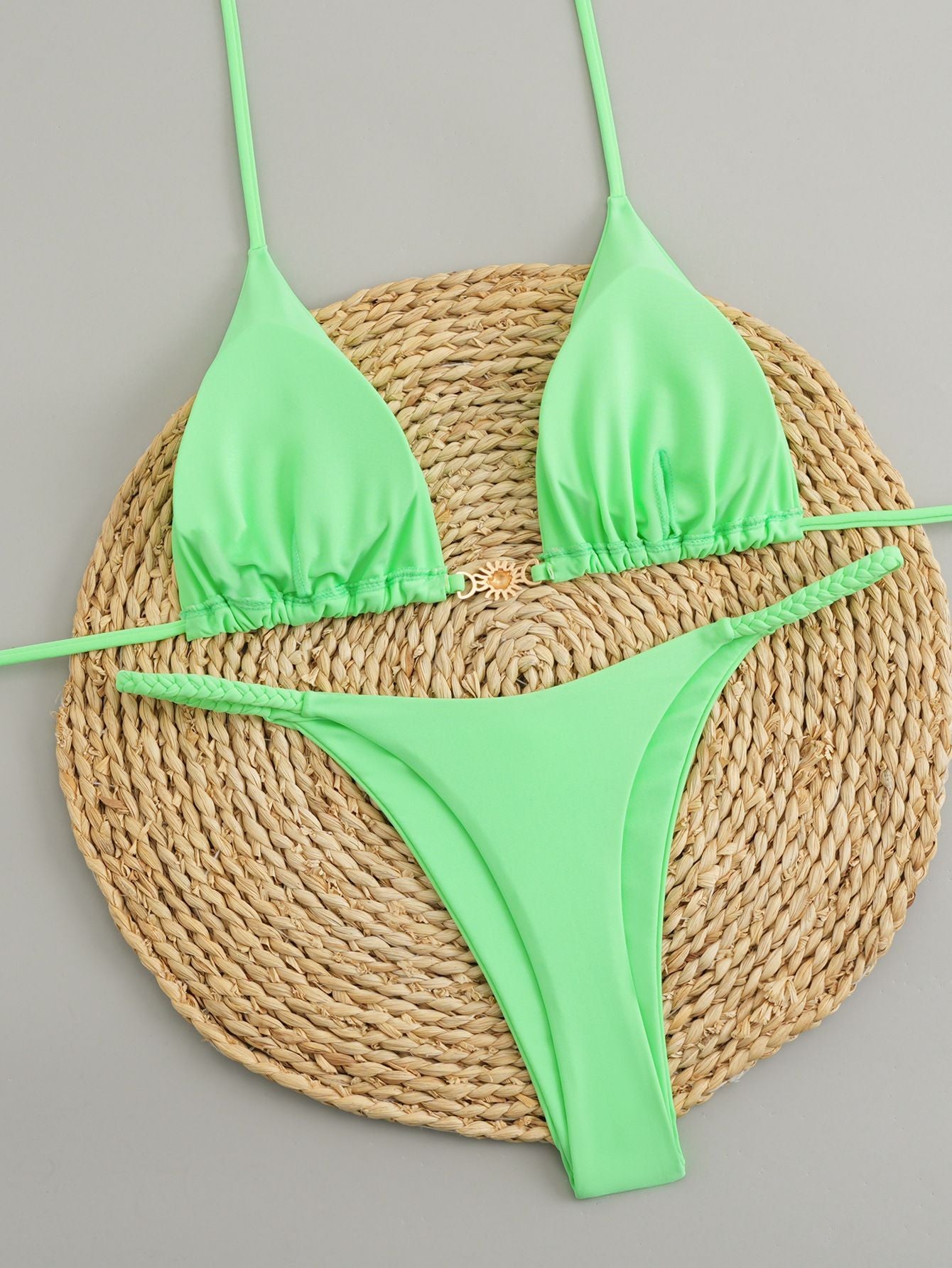 Sexy Cherry Print Triangle Brazilian Bikini Push Up Swimsuit 2 Piece String Bandage Bikinis Swimwear Women Thong Bathing Suit