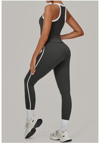Yoga Suit Sports Fitness High Waist Peach Hip Tight Removable Padding Sports Bra Outfit Running Workout Clothes Gym Leggings Set