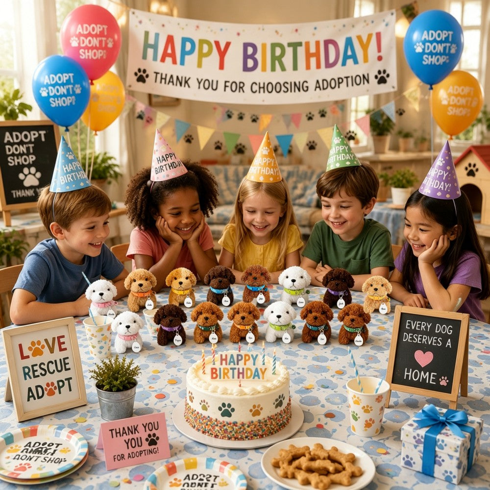 8-24Set Adopt a Puppy Party Favors Teddy Dog Bulk Adjustable Dog Collars with ID Card for Kids Toys Graduation Birthday Gifts