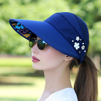 M-2Sun Hat Summer Shade hHt For Women Foldable Sun Protection Beach Large Brimmed Hat UV Protection Cycling Empty Top