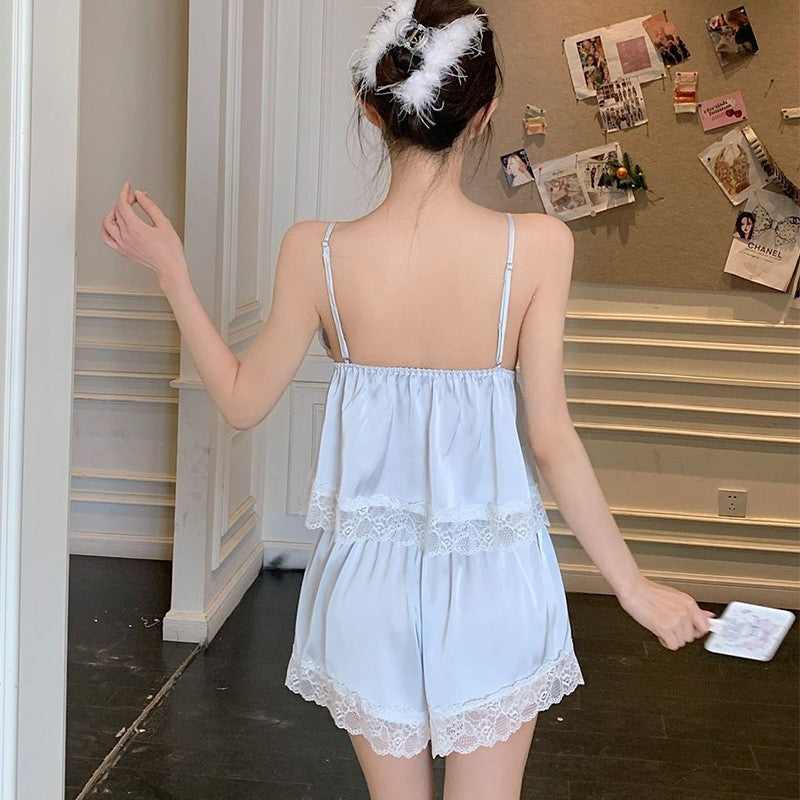 French-Style Strapless Nightgown for Women Summer Strapless Robe Two-Piece Set Summer Purely Sensual Beauty Straps with Padded C