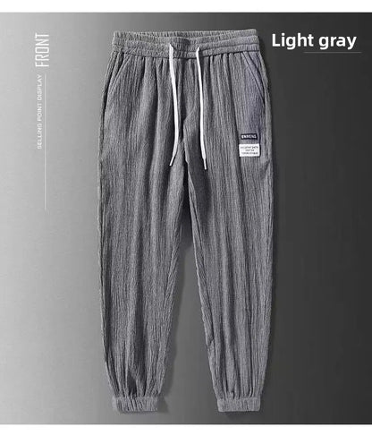 Summer Men's Thin Loose Sports Pants Breathable Casual Sweatpants Comfortable Wide Leg Harlan Nine Points Lightweight Trousers