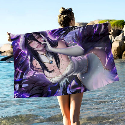 Gamer Albedo Anime Sexy Girls Anime Beach Swimming Towel Soft Absorbent Washcloth Children's Gifts For Kids Travel Camping Gym