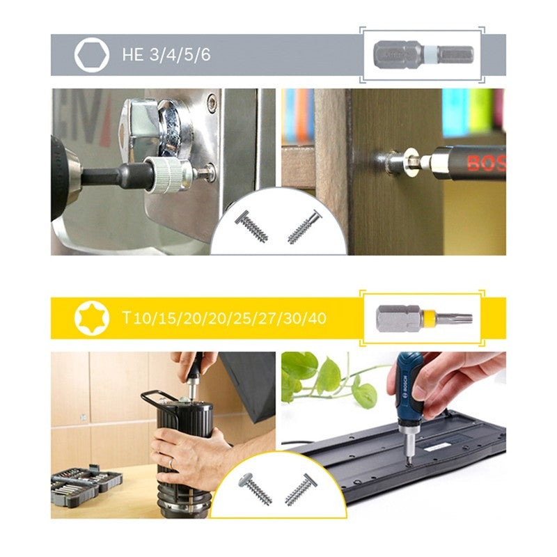 Kit Bosch 43 Peças de Pontas para Parafusadeira Broca de Mão de Alta Dureza Parafusos 25mm 75mm Pontas de Parafusadeira Elétrica para Conjunto de Ferramentas Elétricas