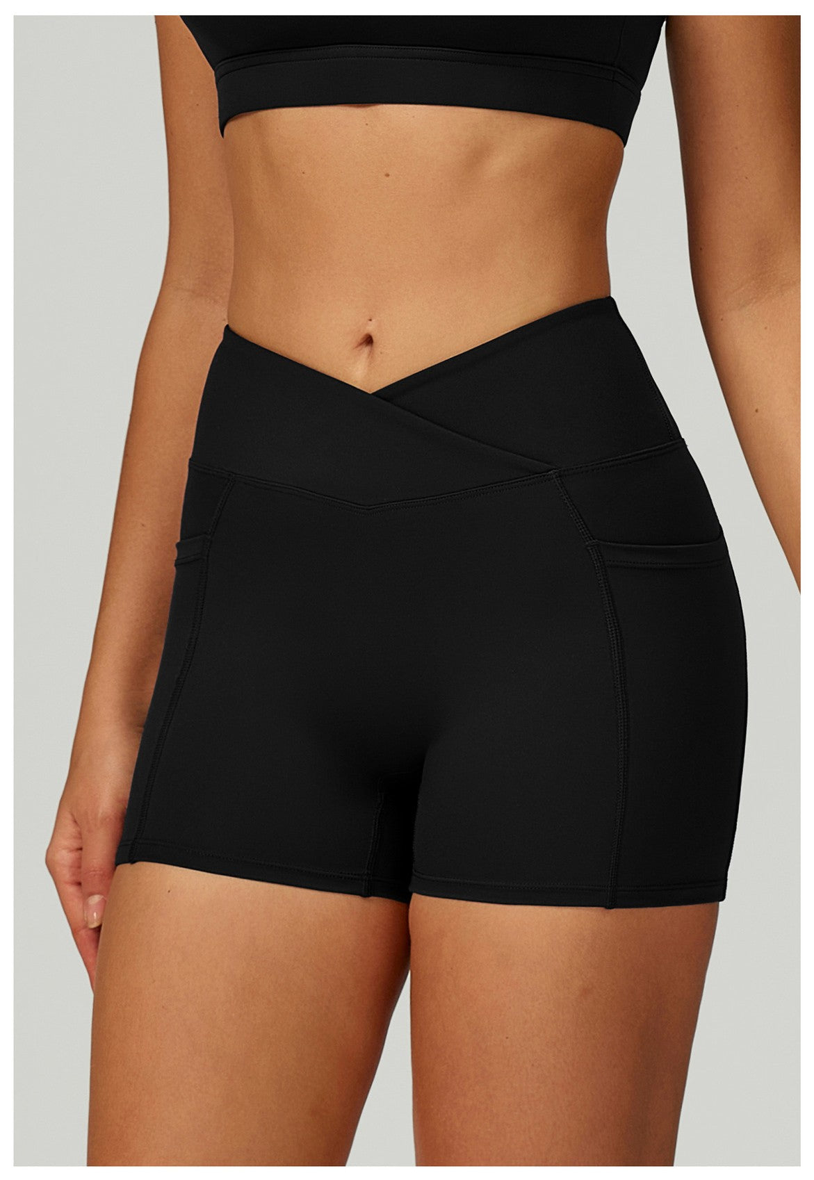 Cycling Shorts Cross Waist Head Yoga Shorts High Waist Workout Fitness Lift Butt Fitness Tights Gym Running Body Shaper Pants