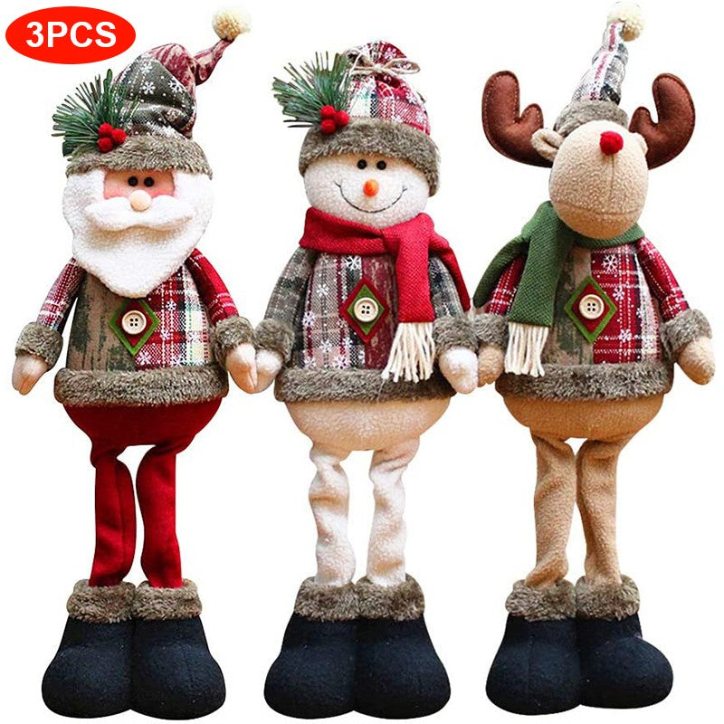 Christmas Dolls Tree Decor Standing Santa, Snowman and Reindeer Figurines  for Home Decor Birthday Gifts Merry Christmas