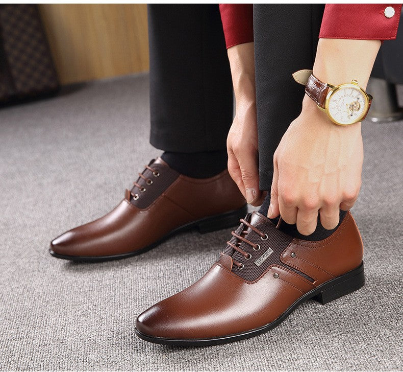 QFFAZ Big Size 38-47 Men Wedding Dress Shoes Black Brown Oxford Shoes Formal Office Business British Lace-up Men's Footwear
