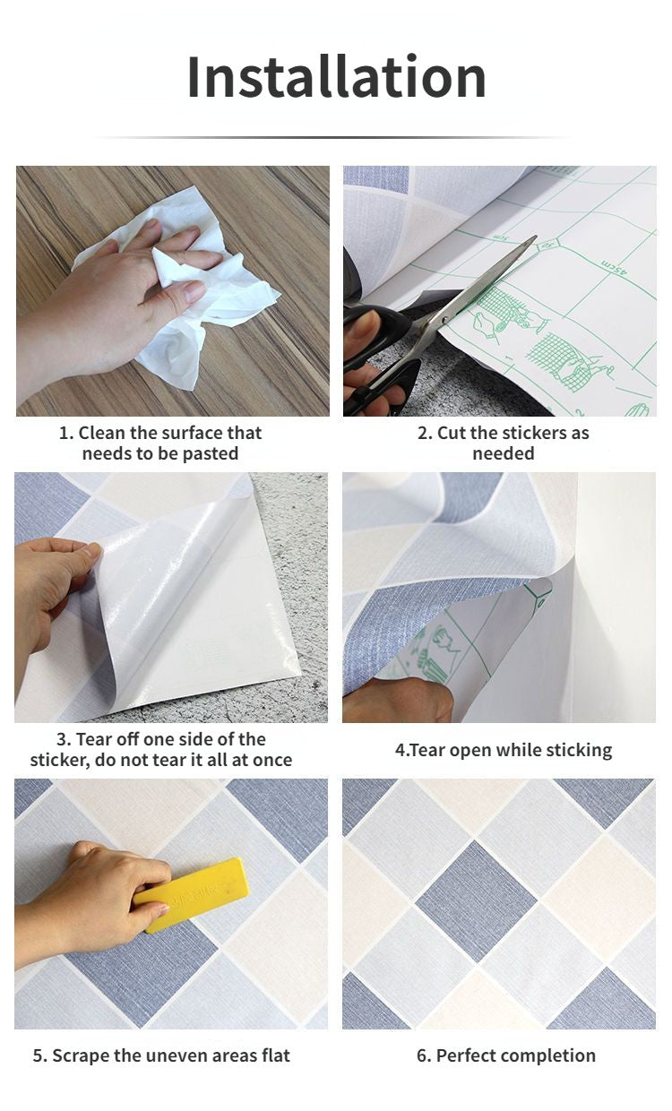 10M Kitchen Oil Proof Wallpaper Waterproof Self-Adhesive Stickers Cabinet Renovation Formaldehyde-free Mould-Proof Wall Decor
