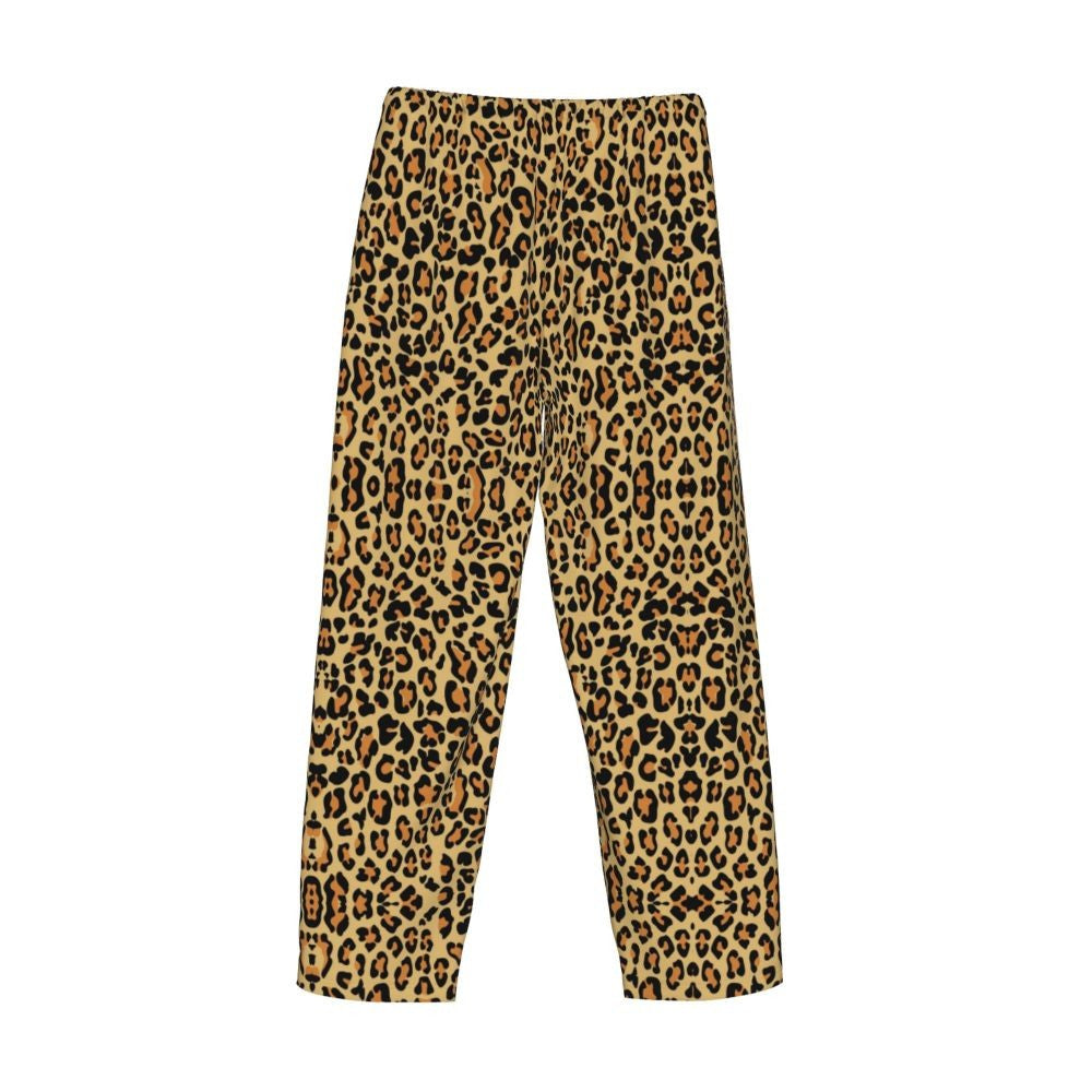 Custom Leopard Print Pajama Pants Men's Animal Skin Sleepwear Lounge Sleep Bottoms Stretch with Pockets