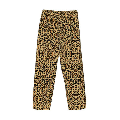 Custom Leopard Print Pajama Pants Men's Animal Skin Sleepwear Lounge Sleep Bottoms Stretch with Pockets