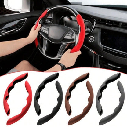 Capa Universal para Volante de Carro em Camurça / Couro Nappa 38CM Respirável Formato O/D Protetor Antiderrapante Acessórios de Interior Automotivo