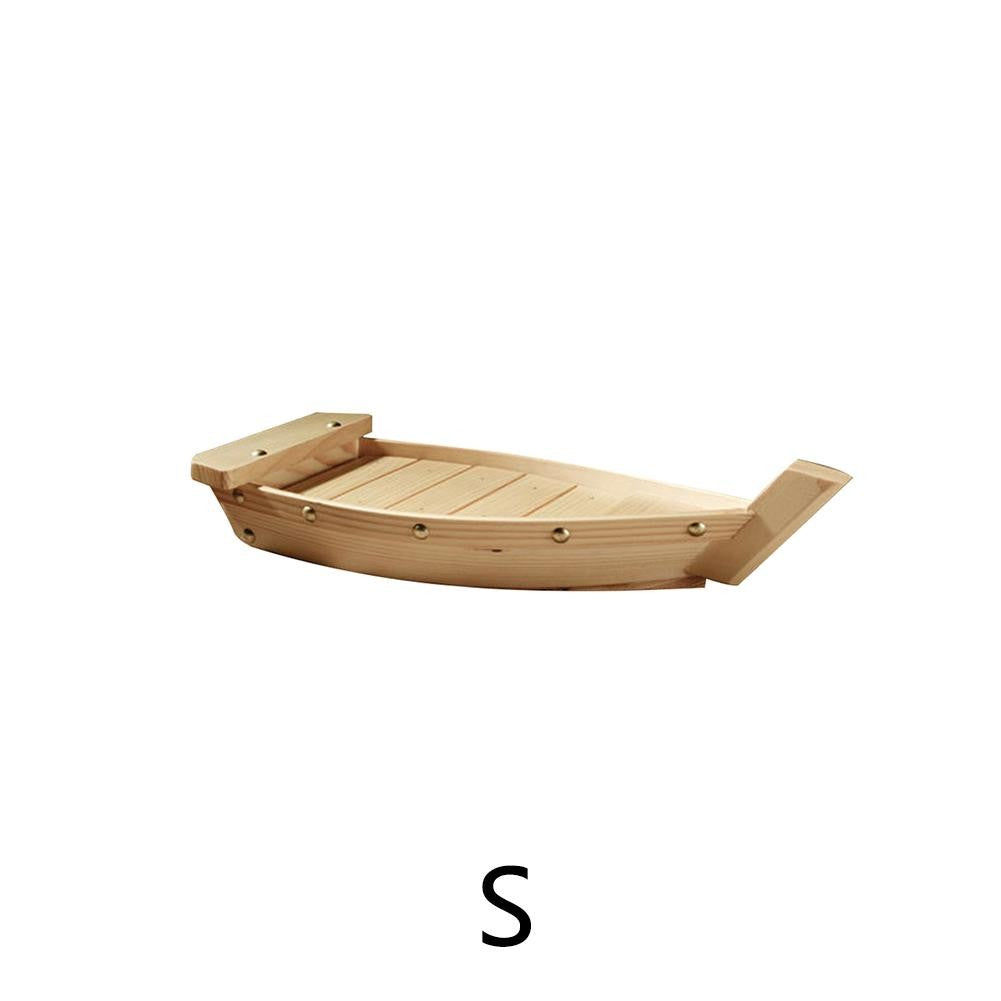Japanese Style Wooden Ship Shaped Sushi Sashimi Tray Durable Creative Platter Cuisine Tableware Decoration Ornament