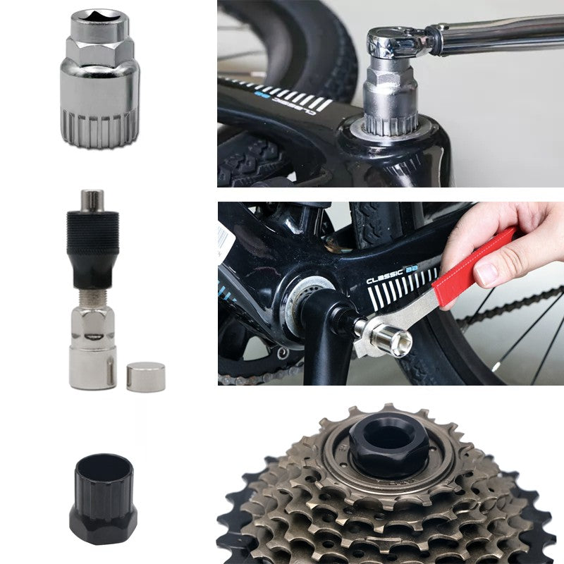 Conjunto de Ferramentas para Reparo de Bicicleta Quebrador de Corrente Extrator de Pedivela MTB Régua Medidora de Corrente de Bicicleta Removedor de Cassete Ferramentas de Reparo para Ciclismo ao Ar Livre
