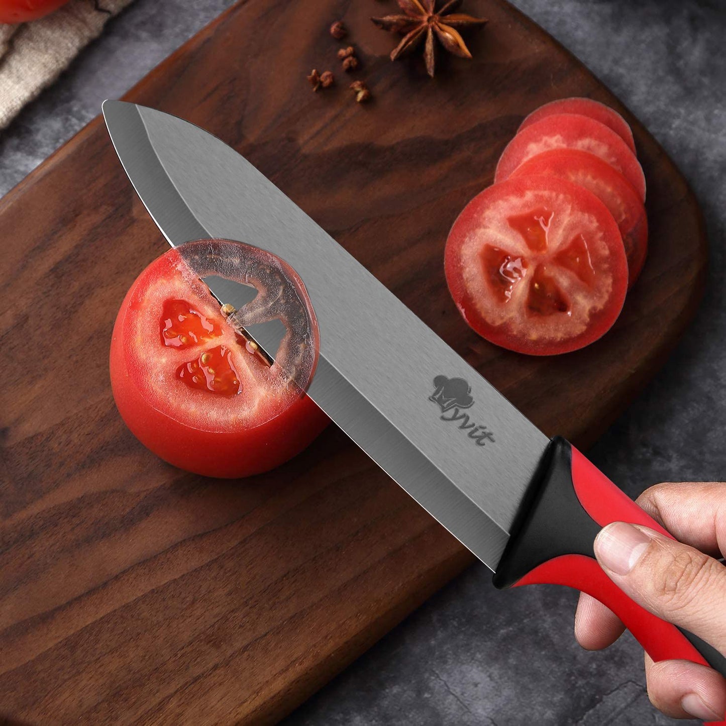 Faca de Cozinha Chef Inoxidável Faca de Cerâmica para Frutas Faca Utilitária Doméstica para Fatiar Legumes Lâminas Pretas Afiadas para Cozinhar