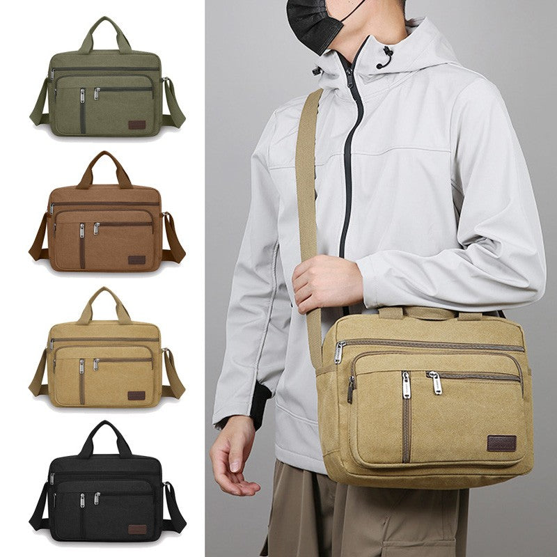 Fashionable Men's Shoulder Bag, Large Capacity Canvas Crossbody Bag, Casual Handbag, Suitable for Business, Daily Commuting, Etc