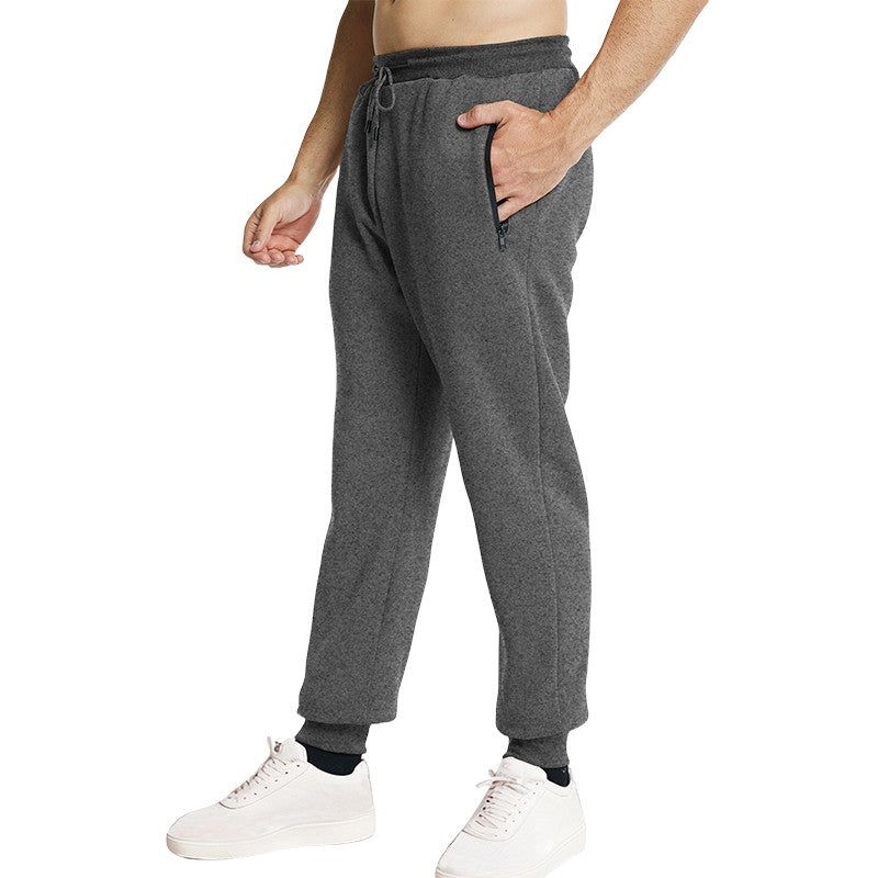 Novas Calças de Moletom Masculinas com Zíper Lateral Bolsos Jogger Calças de Treino Elástico Cintura Esporte Casual Calças Larga Fitness Academia Roupas