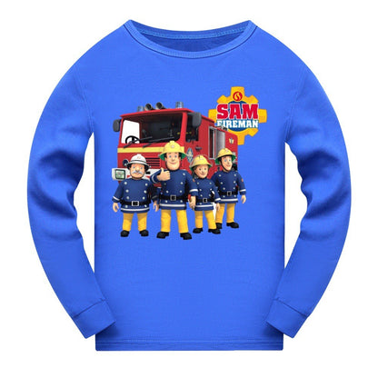 Anime Fireman Sam Clothes Kids Fire Fighting Pajama Sets Baby Girls Homewear Toddler Boys Nightwear Children Long Sleeve Pijamas