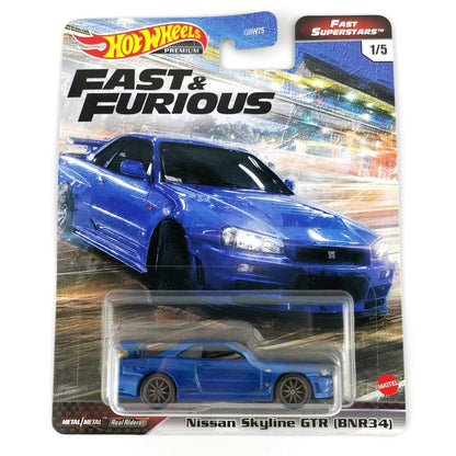 Hot Wheels Carros Velozes e Furiosos Nissan Skyline GTR BNR34 /Toyota GR Supra /Dodge Charger Coleção 1/64 Modelo Die-cast GBW75