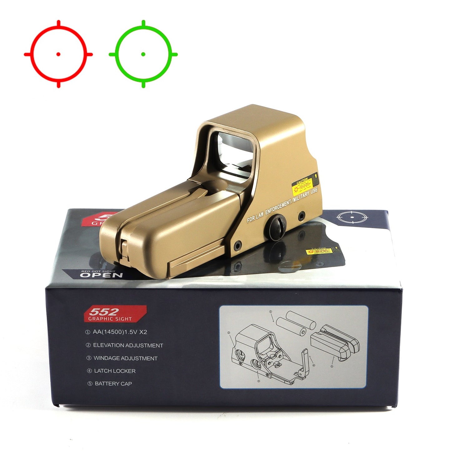 551 552 553 558 Mira Holográfica Ponto Vermelho Verde Luneta de Caça Reflex Sight Riflescope 20mm Montagem para Arma de Airsoft