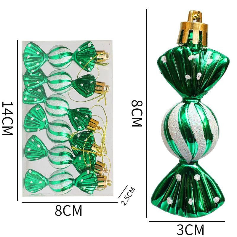 6PCS/Box DIY Christmas Tree Decoration Pendant Electroplating Candy Xmas Ball Window Door Hanging Ball 2025 Happy New Year