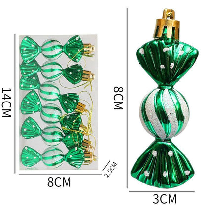 6PCS/Box DIY Christmas Tree Decoration Pendant Electroplating Candy Xmas Ball Window Door Hanging Ball 2025 Happy New Year