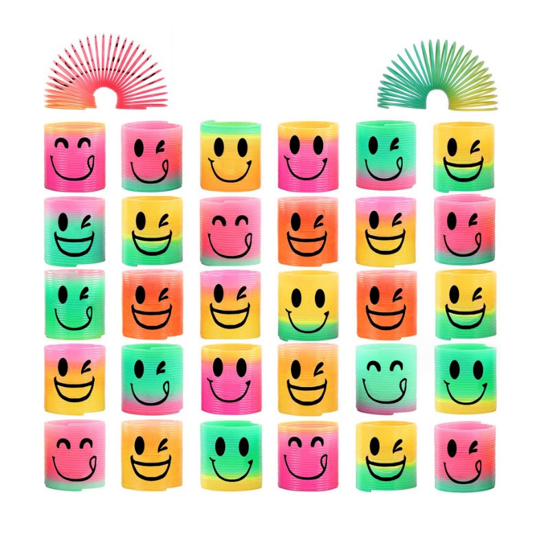 12/60PCS Rainbow Magic Springs Circle Toys Kids Birthday Party Favors Guests Giveaway Small Gifts   Pinata Fillers Flexible Toy