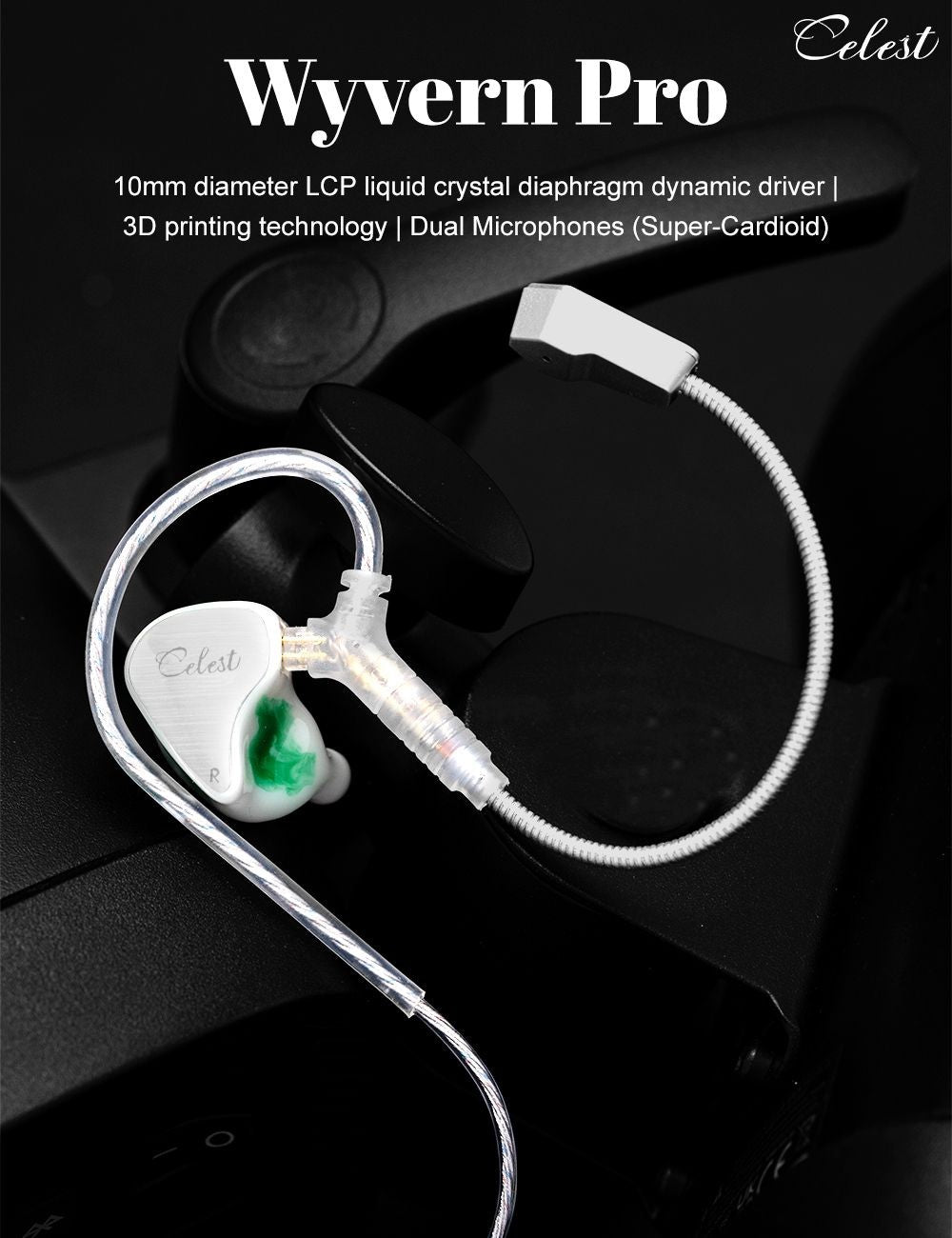Celest Wyvern Pro 10mm LCP Driver In Ear Earphone Livestreaming Microphone Gaming Headset With Detachable 0.78 2Pin Cable