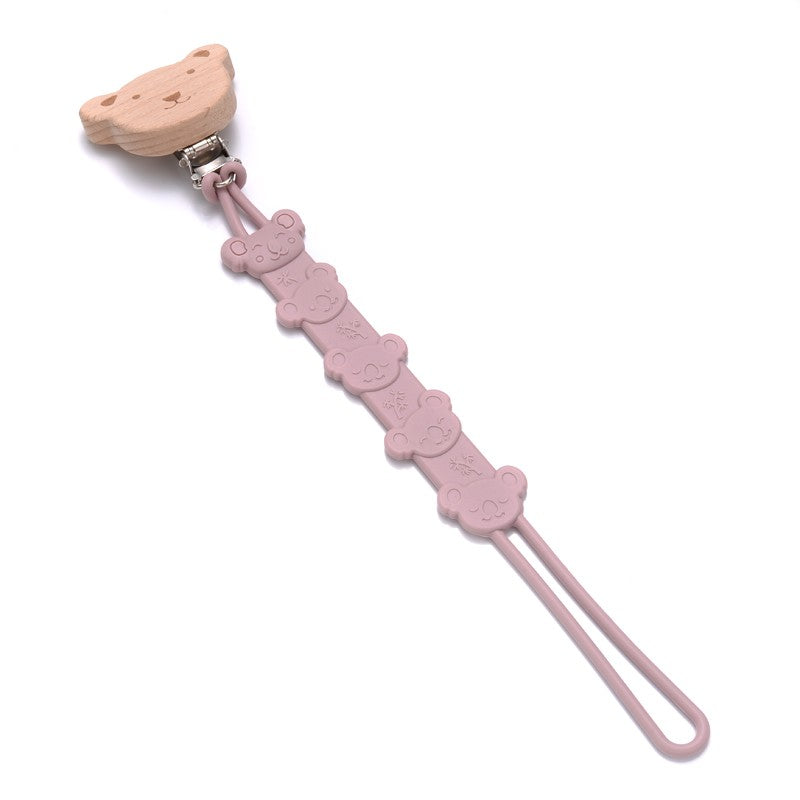 Cartoon Animal Wooden Baby Pacifier Clip Silicone Teether Nipple Holder Chain For Baby Dummy Anti-Drop Chain Oral Care Chew Toy