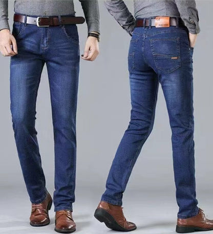 2024 NEW Men's Fashion Business Jeans Classic Style Casual Stretch Slim Jean Pants Male Brand Denim Trousers Black Blue