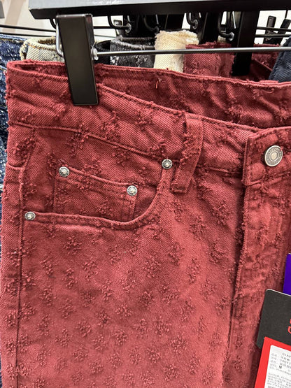 New Summer Men Distressed Short Jeans Vintage Jacquard Straight Leg Men's Denim Shorts Pants