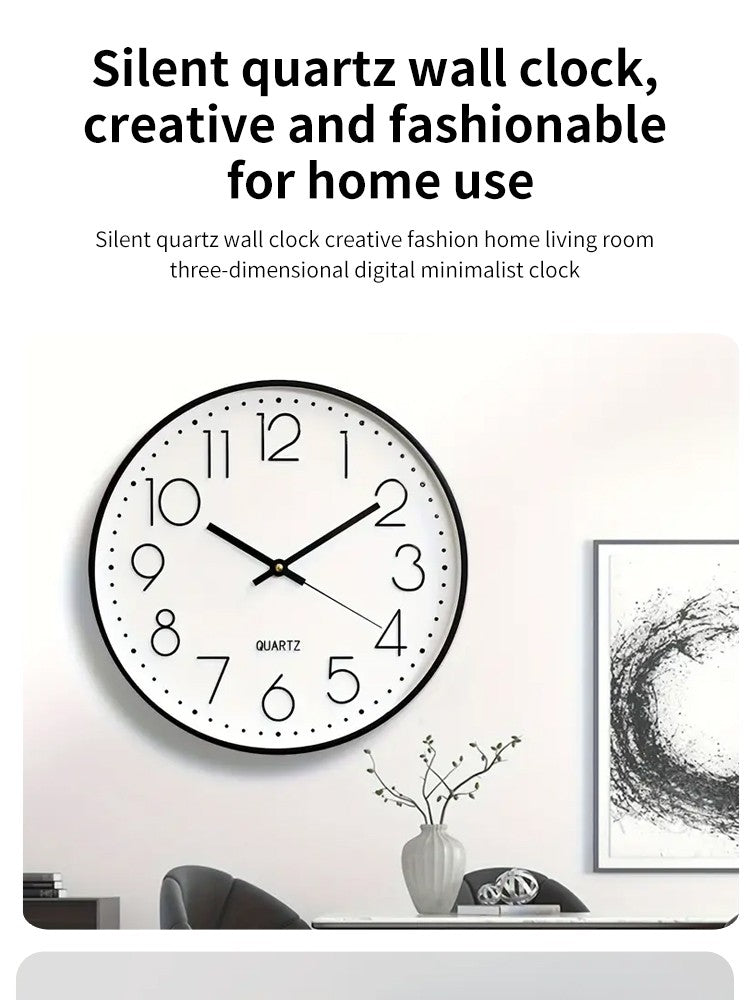 8 Inch Silent Quartz Wall Clock, round Three-dimensional Digital Modern Wall Clock, Not Ticking Wall Clock, Bedroom Living Room