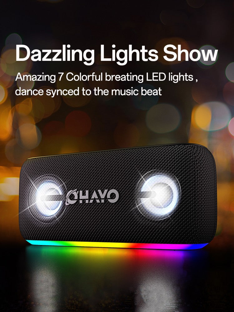 OHYAO Bluetooth 6.0 Speaker 60W Wireless Subwoofer Powerful Sound Deep Bass with RGB Lights for Outdoor Party Hiking Music Fun