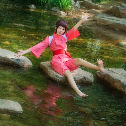 Anime Spirited Cosplay Suit wig Away Pink Kimono Takino Chihiro Show Kamikakushi Halloween Party Costumes for Women male