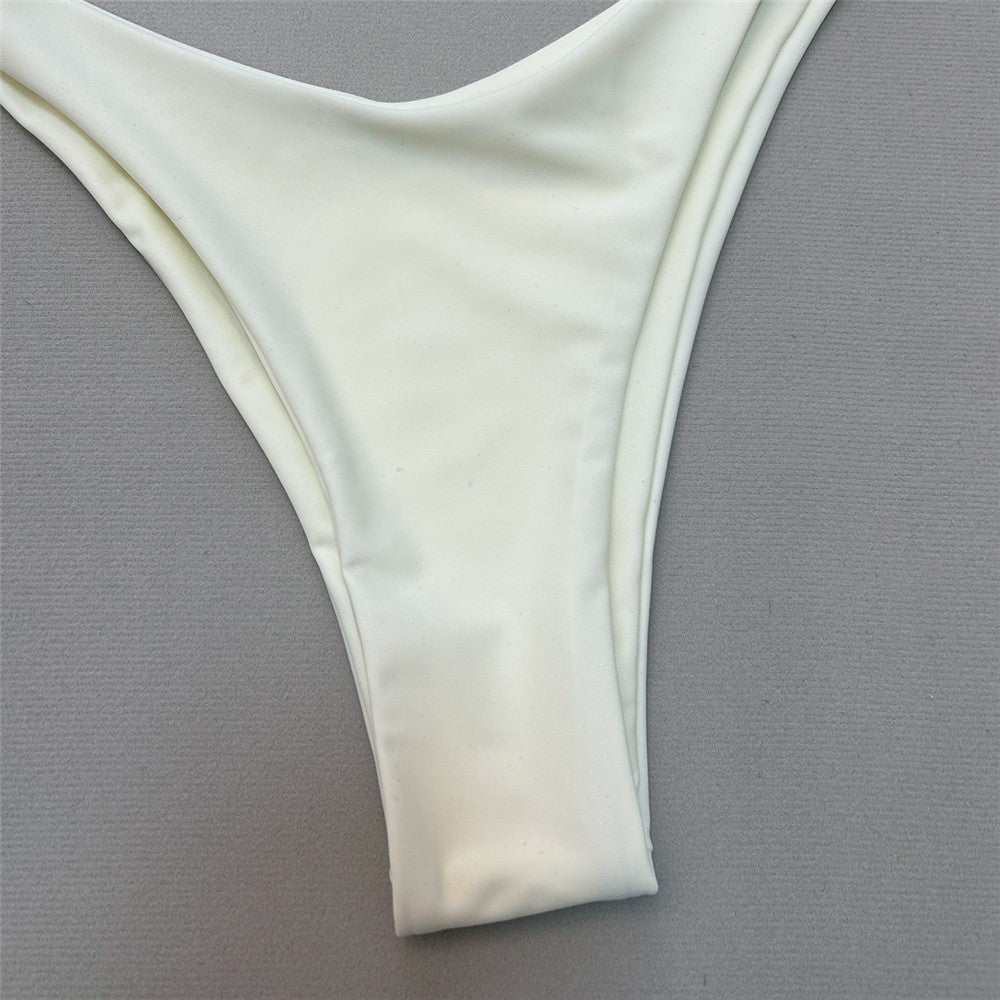 Brown Bandeau Micro Bikini Set Back String Lace-up Sexy Swimsuit Solid Swimwears Woman 2025 High Cut Bathing Suit Bikinis Femmes