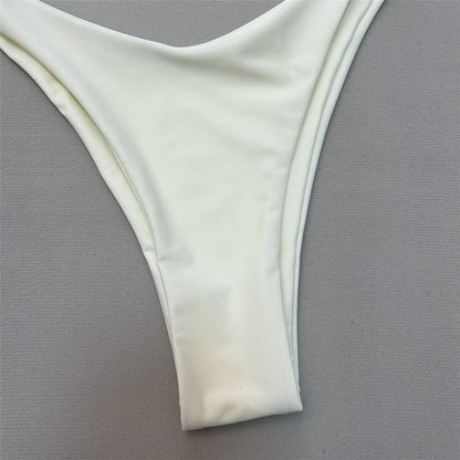 Brown Bandeau Micro Bikini Set Back String Lace-up Sexy Swimsuit Solid Swimwears Woman 2025 High Cut Bathing Suit Bikinis Femmes