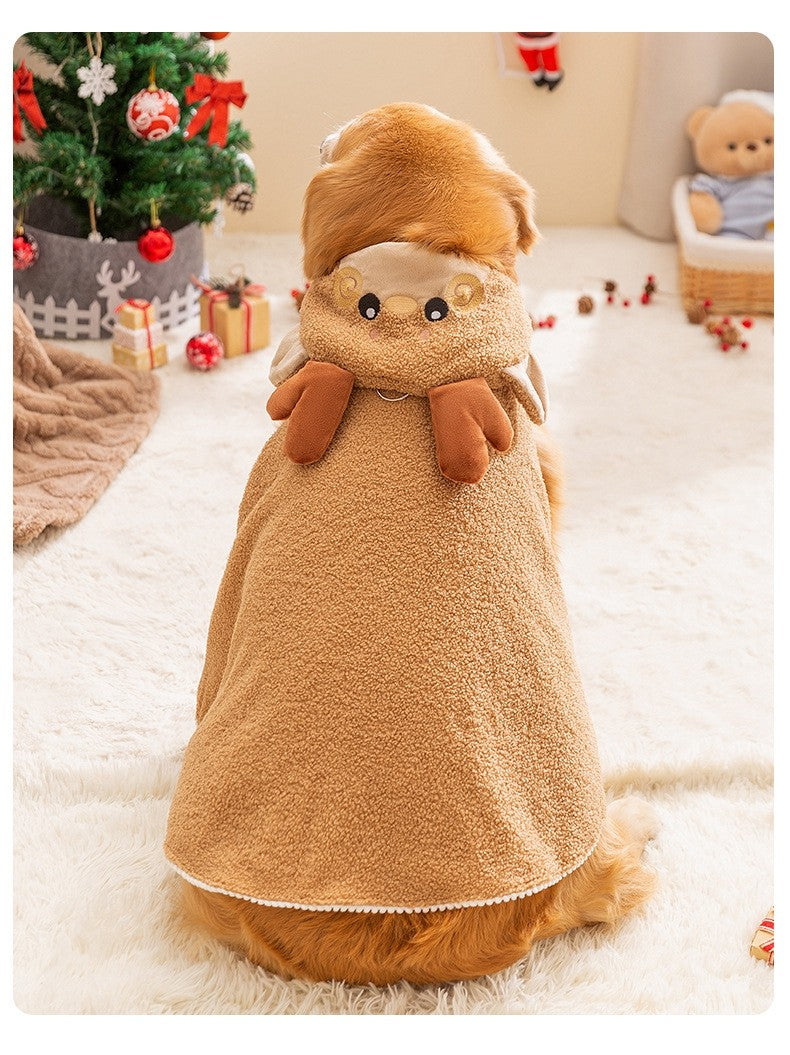 Roupas de Natal para Cães de Inverno Desenho Animado Vestido Médio e Grande Porte Golden Retriever Cão Grande Capa de Duas Pernas Vestido de Transformação