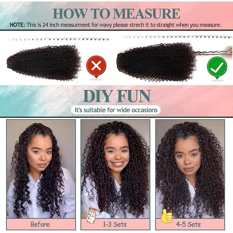 Extensões de Cabelo Sintético Jerry Cacheado 26'' Dupla Trama 6 Peças/Conjunto Clip-In Cabeça Cheia Orgânico Seda Gelo Aplique Preto/Marrom 160g