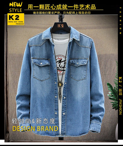 2025 Autumn New style high quality Denim shirts Men's fashion Casual Long Sleeve
