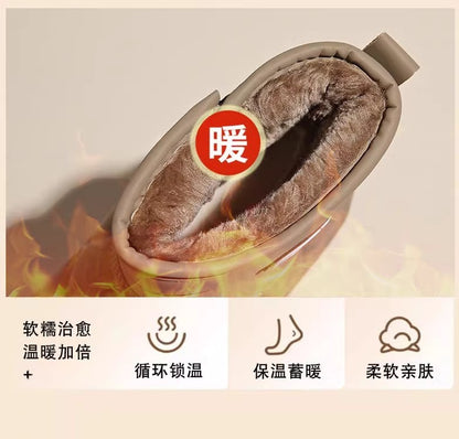 Thick-soled plush loafers, waterproof and warm snow boots for women, new winter fashion cotton shoes, Korean-style short boots