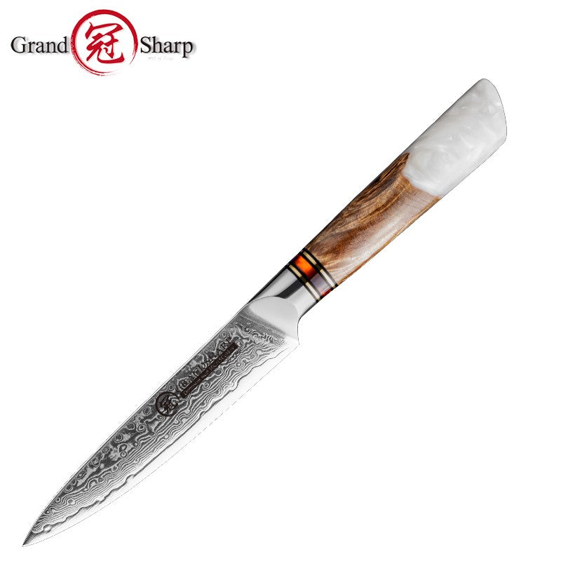 Grandsharp 1-6Pcs Kitchen Knife Set 67 Layer Damascus Steel Solidified Wood Handle Chef Utility Paring Knife with Gift Box