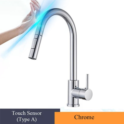 Torneira de Cozinha com Sensor de Toque Extraível Torneira de Cozinha Inteligente com Rotação 360 Torneira de Sensor Torneira Misturadora de Monocomando