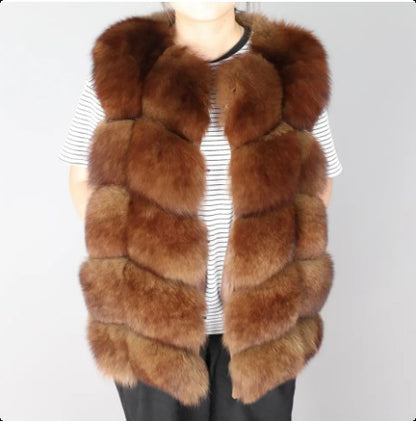 Maomaokong Natural Raccoon Real Fur Coat Ladies Waistcoat Fur Mid-length Winter Warm Real Fur Coat Luxury Women coat Top Vest