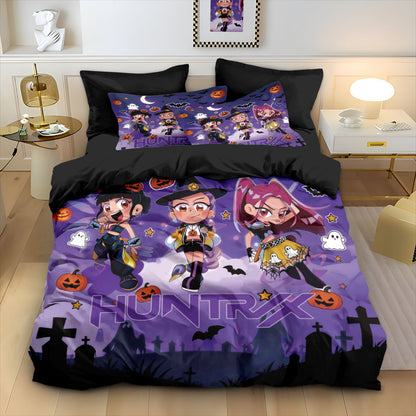 Kpop Demon Hunters Huntrix Bedding Set - Single to King Size, Anime Print Duvet Cover Sets for Adult Bedrooms