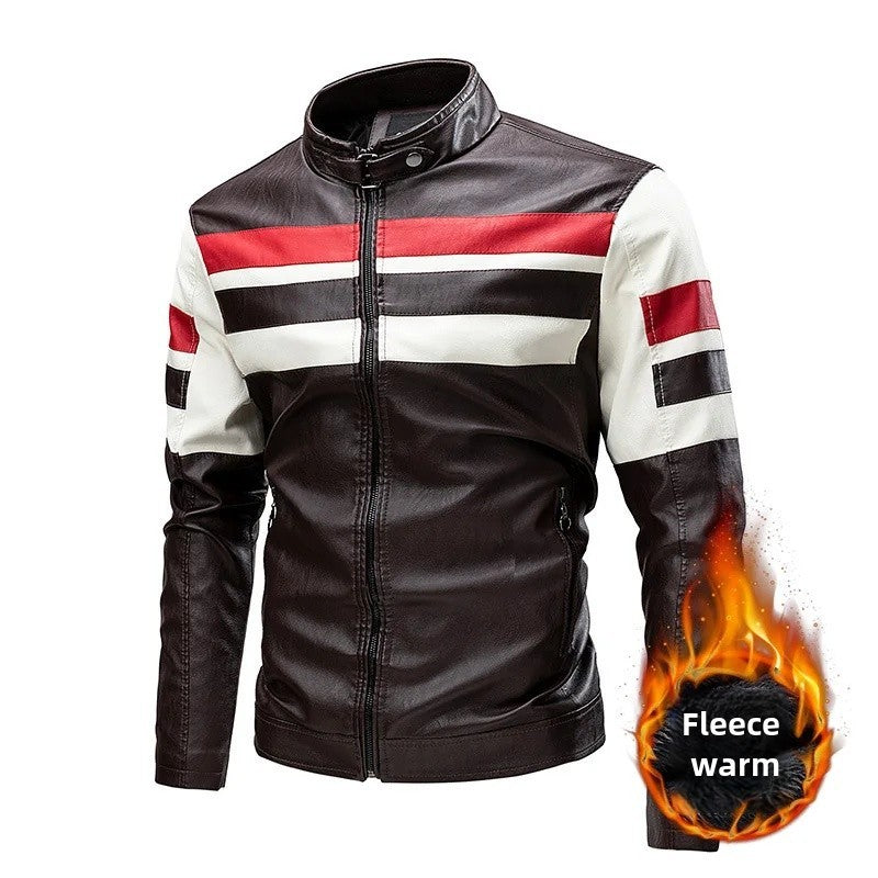 2022 Fashionable Casual Men's Leather Jacket Splice Motorcycle Amazon Vintage Cross-Border Spring Autumn Thin Style Wear