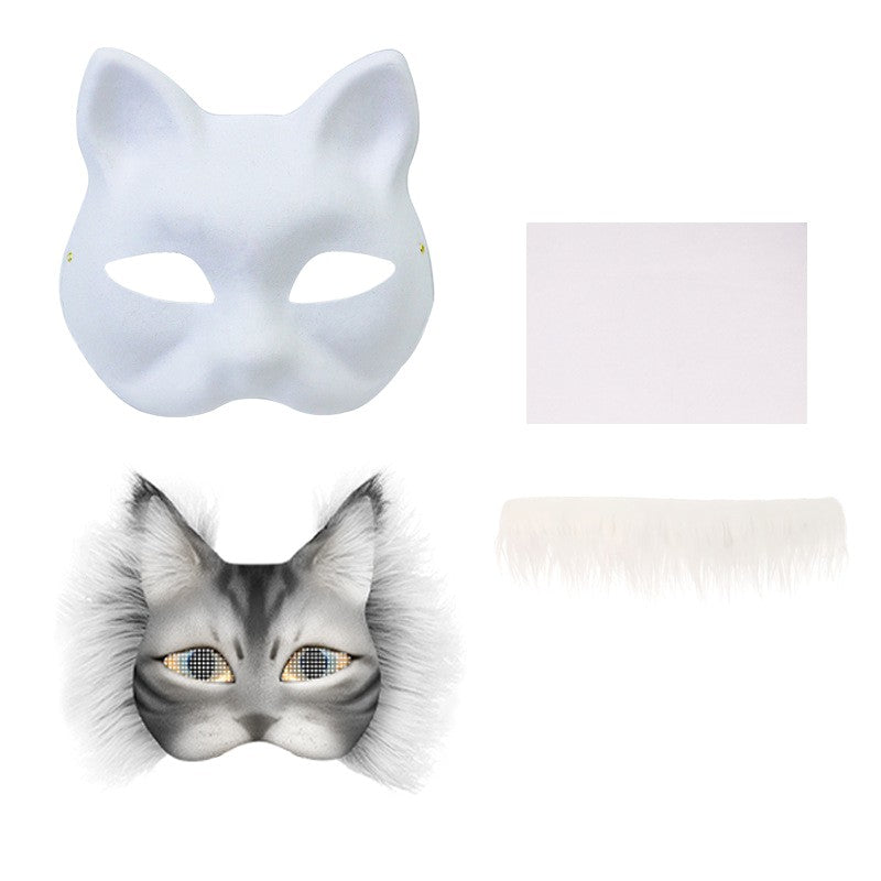 3Pcs/set DIY Handmade Graffiti Half Face Mask Therian Mask Kit Blank Mask Half Face Hand Drawn Animal Cat Fox Mask Party Gifts