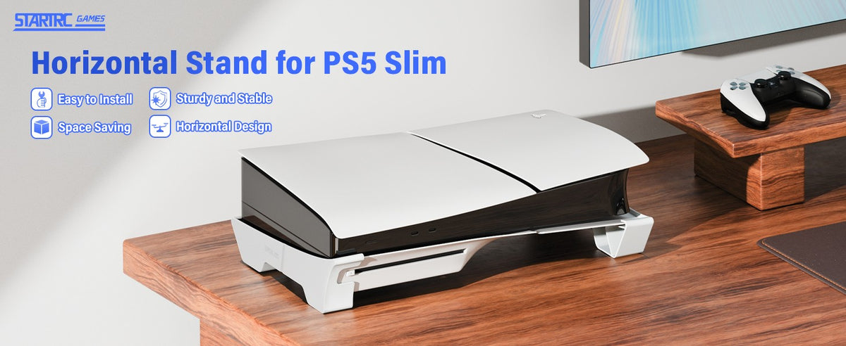 Horizontal Stand for PS5 Pro/PS5 Slim Console, Flat Base Stand Stable Accessories for PlayStation 5 Slim/Pro Disc & Digital Edition (Not for PS5)